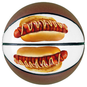 SlipperyJoe's summer BBQ vibe hot dog nestled soft Basketball