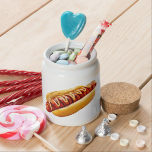 SlipperyJoe's summer BBQ vibe hot dog nestled soft Candy Jar