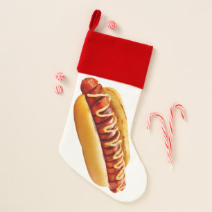 SlipperyJoe's summer BBQ vibe hot dog nestled soft Christmas Stocking