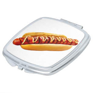 SlipperyJoe's summer BBQ vibe hot dog nestled soft Compact Mirror
