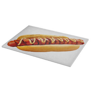 SlipperyJoe's summer BBQ vibe hot dog nestled soft Cutting Board