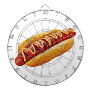 SlipperyJoe's summer BBQ vibe hot dog nestled soft Dart Board