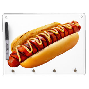 SlipperyJoe's summer BBQ vibe hot dog nestled soft Dry Erase Board With Keychain Holder