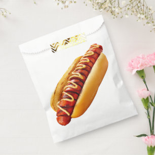 SlipperyJoe's summer BBQ vibe hot dog nestled soft Favor Bag