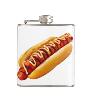SlipperyJoe's summer BBQ vibe hot dog nestled soft Flask
