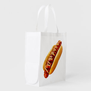 SlipperyJoe's summer BBQ vibe hot dog nestled soft Grocery Bag
