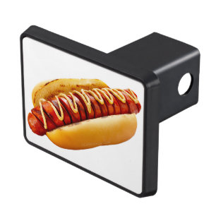 SlipperyJoe's summer BBQ vibe hot dog nestled soft Hitch Cover