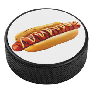 SlipperyJoe's summer BBQ vibe hot dog nestled soft Hockey Puck