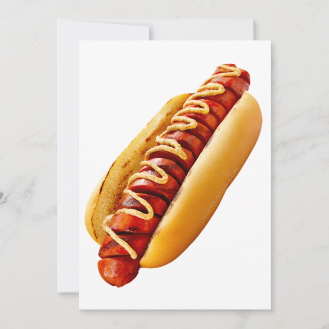 SlipperyJoe's summer BBQ vibe hot dog nestled soft Holiday Card (Front)