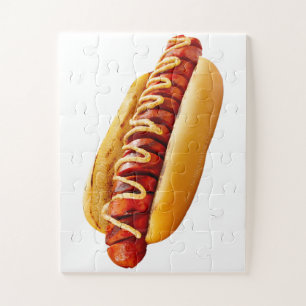 SlipperyJoe's summer BBQ vibe hot dog nestled soft Jigsaw Puzzle