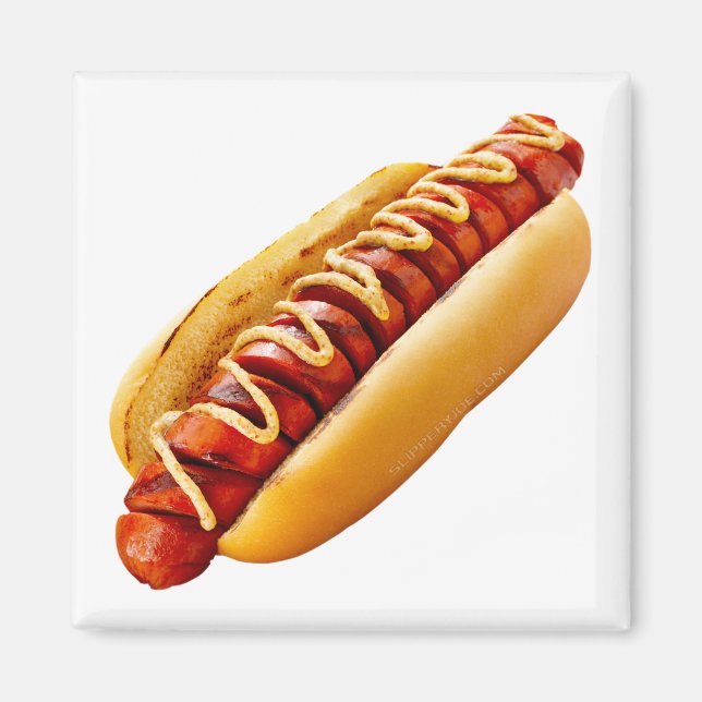 SlipperyJoe's summer BBQ vibe hot dog nestled soft Magnet (Front)
