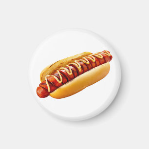 SlipperyJoe's summer BBQ vibe hot dog nestled soft Magnet