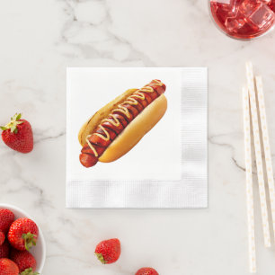 SlipperyJoe's summer BBQ vibe hot dog nestled soft Napkins