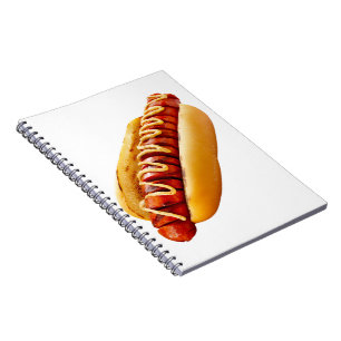 SlipperyJoe's summer BBQ vibe hot dog nestled soft Notebook
