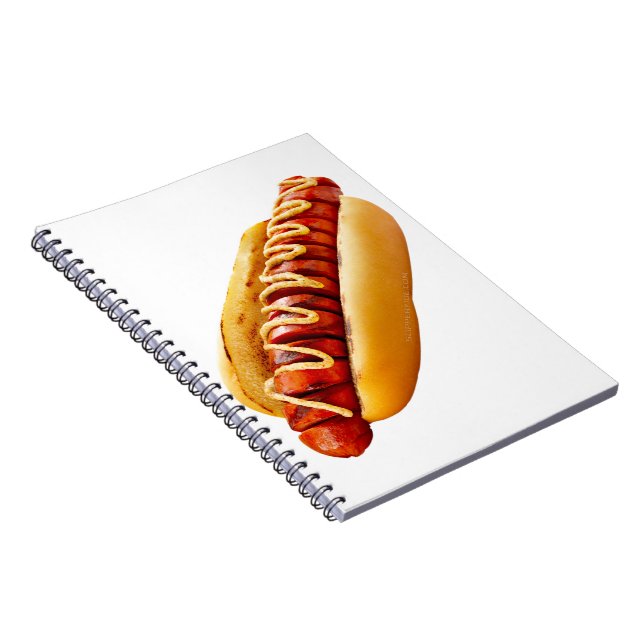 SlipperyJoe's summer BBQ vibe hot dog nestled soft Notebook (Right Side)