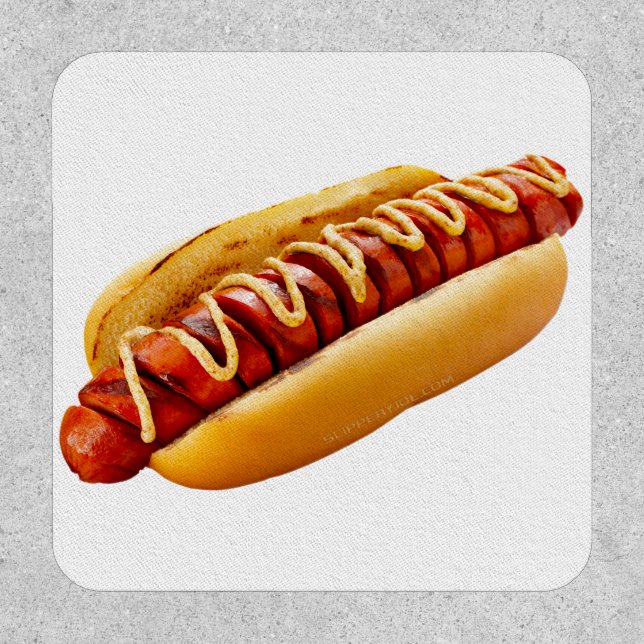 SlipperyJoe's summer BBQ vibe hot dog nestled soft Patch (Front)