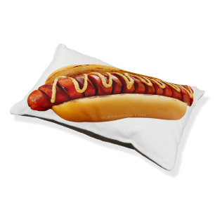 SlipperyJoe's summer BBQ vibe hot dog nestled soft Pet Bed