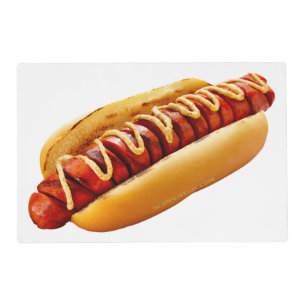 SlipperyJoe's summer BBQ vibe hot dog nestled soft Placemat