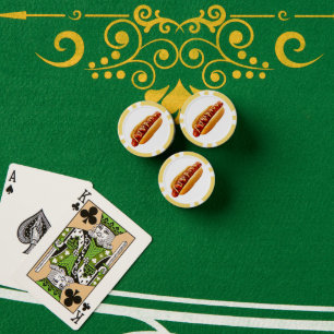 SlipperyJoe's summer BBQ vibe hot dog nestled soft Poker Chips