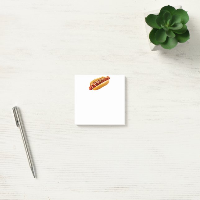 SlipperyJoe's summer BBQ vibe hot dog nestled soft Post-it Notes (Office)