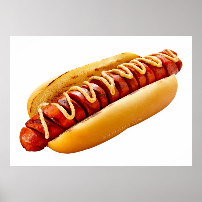 SlipperyJoe's summer BBQ vibe hot dog nestled soft Poster (Front)