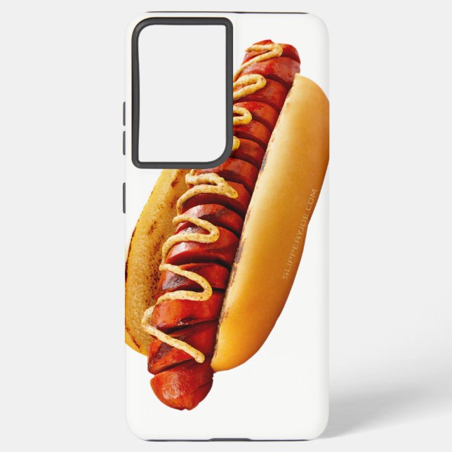 SlipperyJoe's summer BBQ vibe hot dog nestled soft Samsung Galaxy Case (Back)