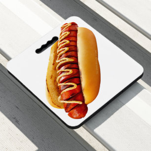 SlipperyJoe's summer BBQ vibe hot dog nestled soft Seat Cushion