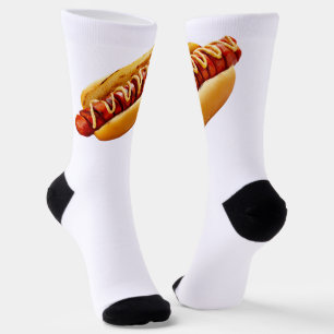 SlipperyJoe's summer BBQ vibe hot dog nestled soft Socks