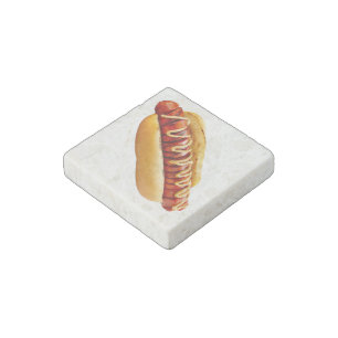 SlipperyJoe's summer BBQ vibe hot dog nestled soft Stone Magnet