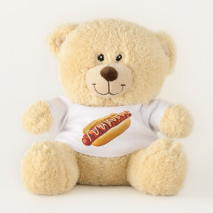 SlipperyJoe's summer BBQ vibe hot dog nestled soft Teddy Bear