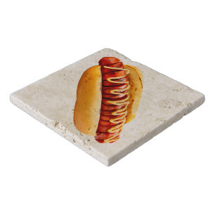 SlipperyJoe's summer BBQ vibe hot dog nestled soft Trivet