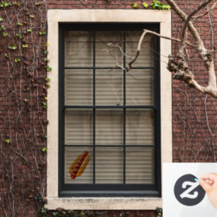 SlipperyJoe's summer BBQ vibe hot dog nestled soft Window Cling