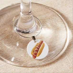SlipperyJoe's summer BBQ vibe hot dog nestled soft Wine Charm
