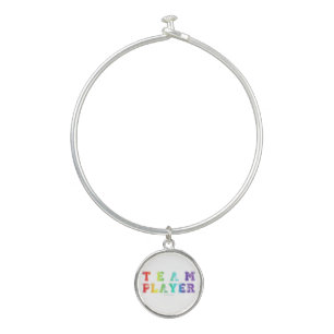 SlipperyJoe's team player filled with smooth rainb Bangle Bracelet