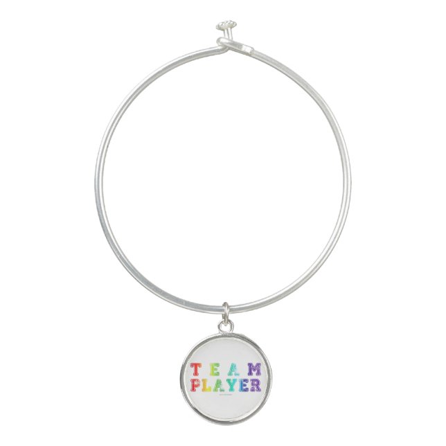 SlipperyJoe's team player filled with smooth rainb Bangle Bracelet (Front)