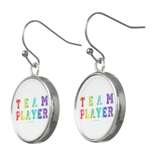 SlipperyJoe's team player filled with smooth rainb Earrings (Angled)