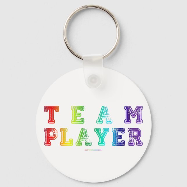 SlipperyJoe's team player filled with smooth rainb Keychain (Front)