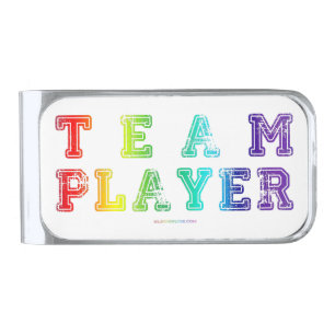 SlipperyJoe's team player filled with smooth rainb Silver Finish Money Clip