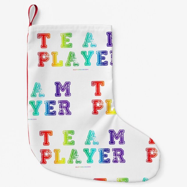 SlipperyJoe's team player filled with smooth rainb Small Christmas Stocking (Front)