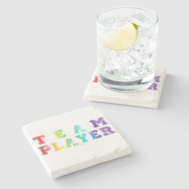 SlipperyJoe's team player filled with smooth rainb Stone Coaster (Side)