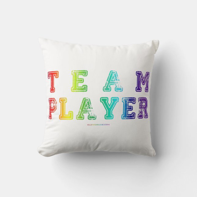 SlipperyJoe's team player filled with smooth rainb Throw Pillow (Front)