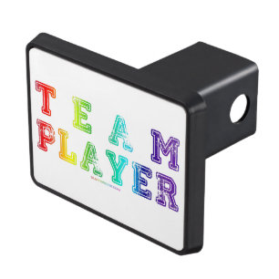 SlipperyJoe's Team Player words gradient rainbow c Hitch Cover
