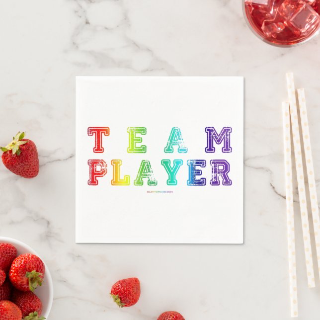 SlipperyJoe's Team Player words gradient rainbow c Napkins (Insitu)