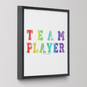 SlipperyJoe's Team Player words gradient rainbow c Peel And Stick Photo Tile