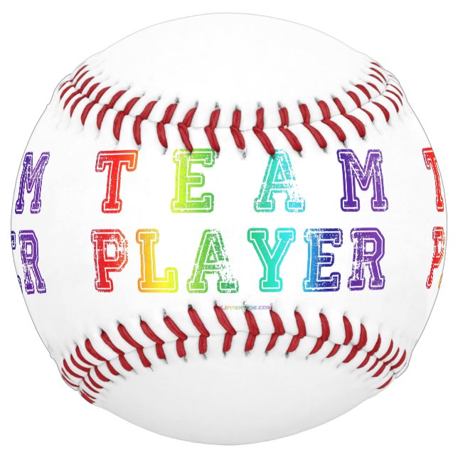 SlipperyJoe's Team Player words gradient rainbow c Softball (Front)
