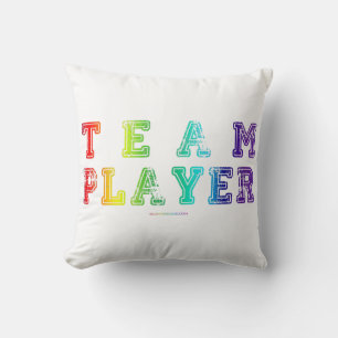 SlipperyJoe's Team Player words gradient rainbow c Throw Pillow