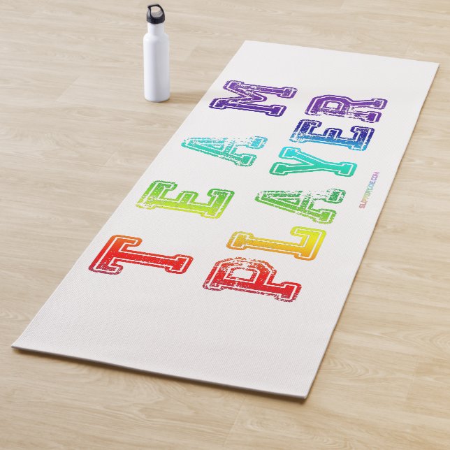 SlipperyJoe's Team Player words gradient rainbow c Yoga Mat (In Situ)