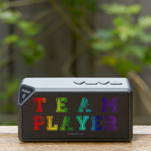 SlipperyJoes Team Player words pride colors rainb Bluetooth Speaker