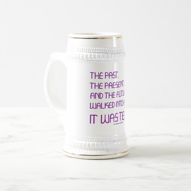 SlipperyJoe's tense word past future purple funny  Beer Stein (Front Left)
