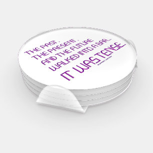 SlipperyJoe's tense word past future purple funny  Coaster Set